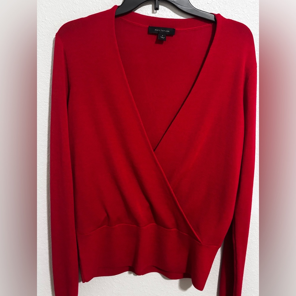Ann Taylor wrap front wool and acrylic sweater